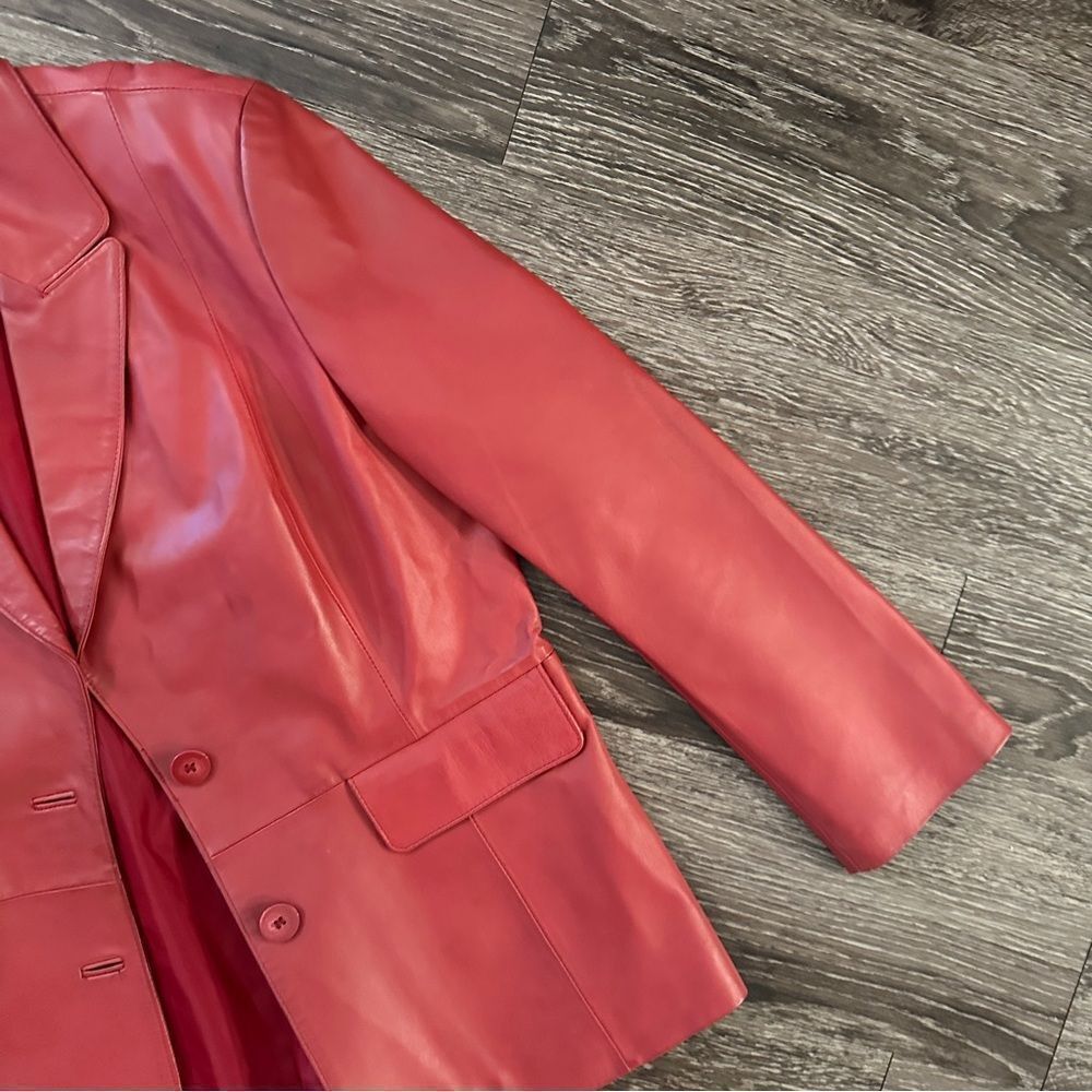 Bernardo Red Leather Jacket - Picture 5 of 11